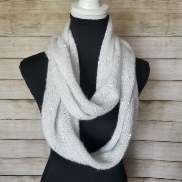 No Brand Accessories - White knit metallic sequined infinity scarf